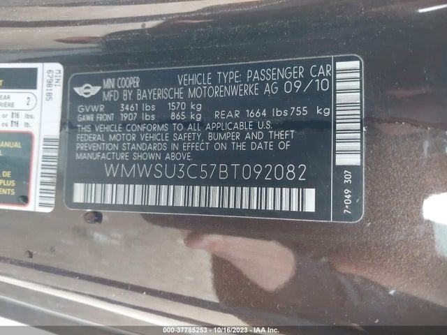 2011 MINI COOPER HARDTOP WMWSU3C57BT092082 Photo 8