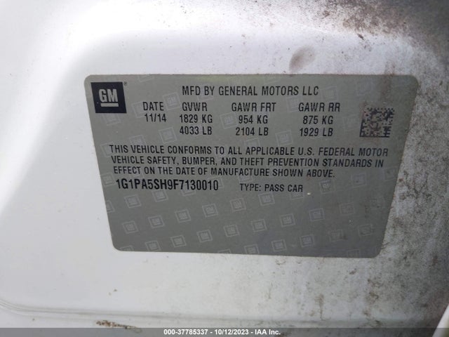Chevrolet CRUZE LS 2015 1G1PA5SH9F7130010 Image 9