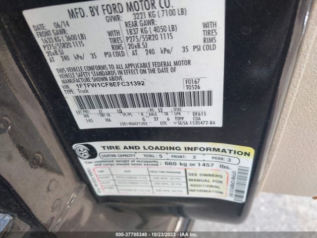 1FTFW1CF8EFC31392 Ford F-150 Xl/stx/xlt/fx2/lariat