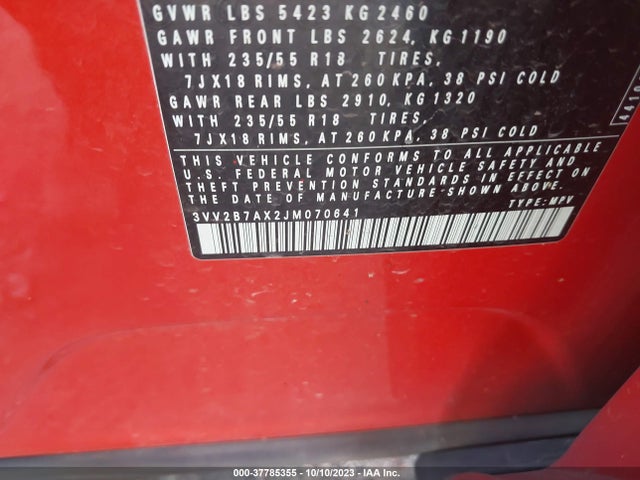 3VV2B7AX2JM070641 Volkswagen Tiguan Sel/se