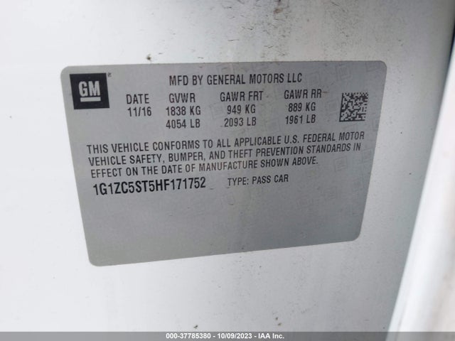 Chevrolet Malibu 1fl 2017 1G1ZC5ST5HF171752 Image 9