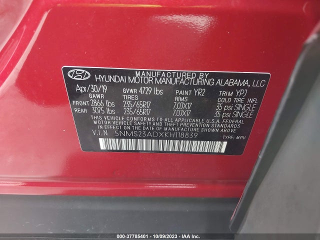 Hyundai Santa Fe Se 2019 5NMS23ADXKH118839 Image 9