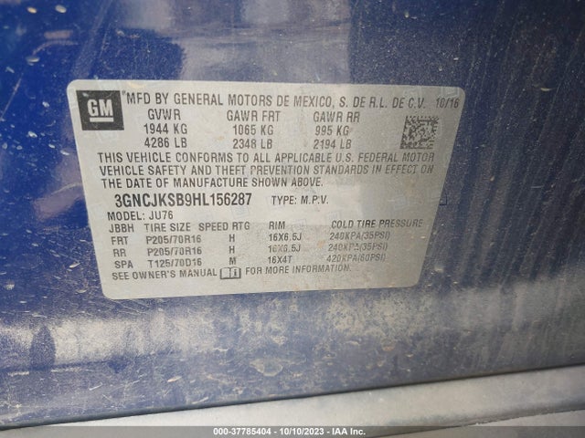 Chevrolet TRAX LS 2017 3GNCJKSB9HL156287 Image 9