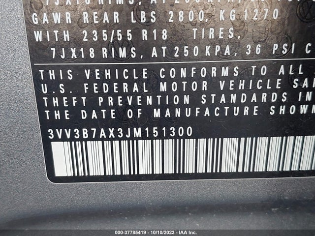 3VV3B7AX3JM151300 Volkswagen Tiguan Sel/se