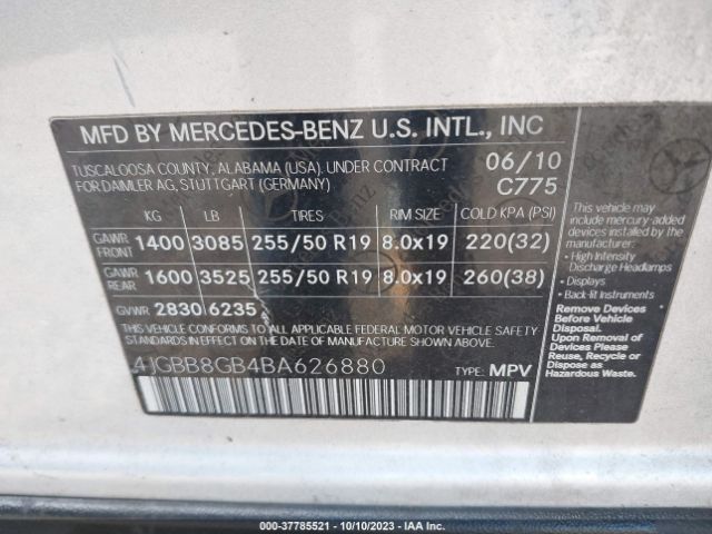 2011 MERCEDES-BENZ M-CLASS 4JGBB8GB4BA626880 Photo 8