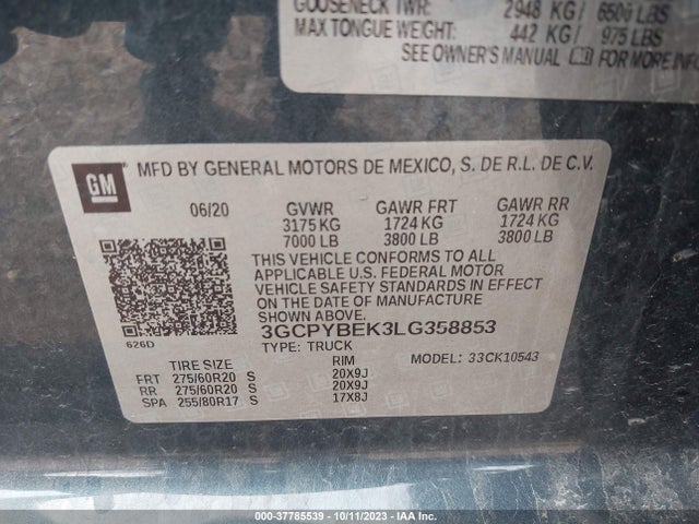 Chevrolet Silverado 1500 Custom 2020 3GCPYBEK3LG358853 Image 9