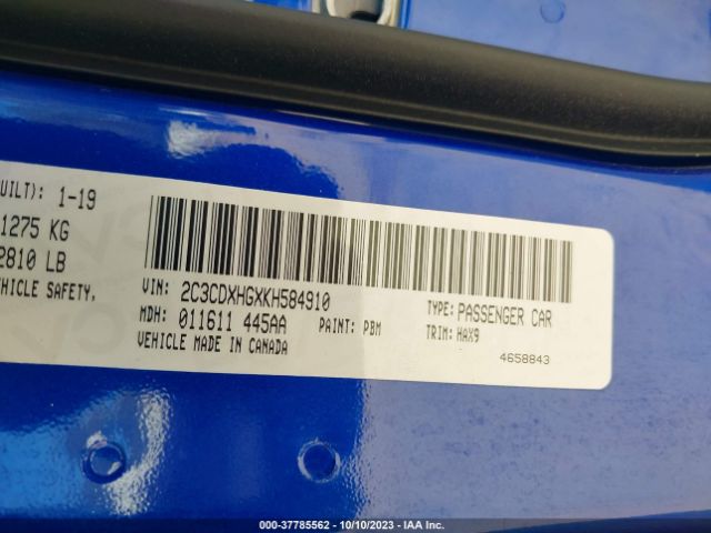 2C3CDXHGXKH584910 Dodge CHARGER GT