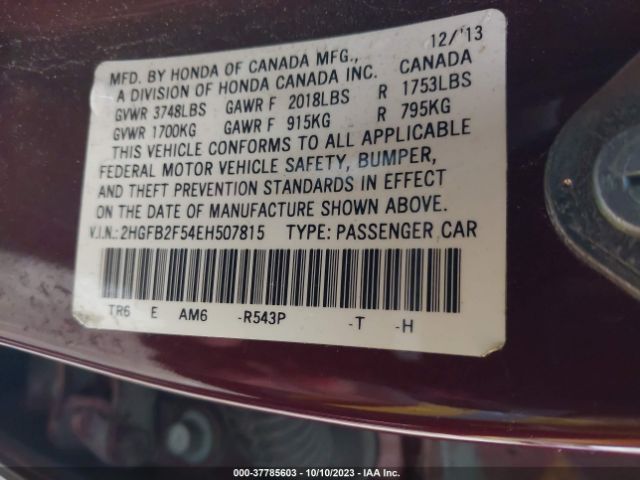 2HGFB2F54EH507815 Honda Civic Sedan Lx