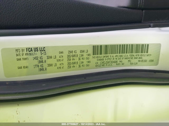 Dodge DURANGO LIMITED 2015 1C4RDJDG0FC834608 Image 9