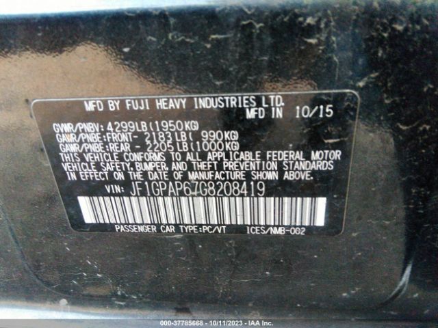JF1GPAP67G8208419 Subaru Impreza Wagon 2.0i Sport Premium