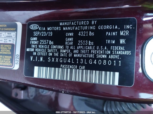 KIA OPTIMA EX 2020 5XXGU4L13LG408011 Image 9