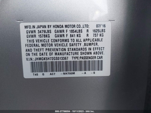 Honda l15b1 2016 JHMGK5H72GS013367 Image 21