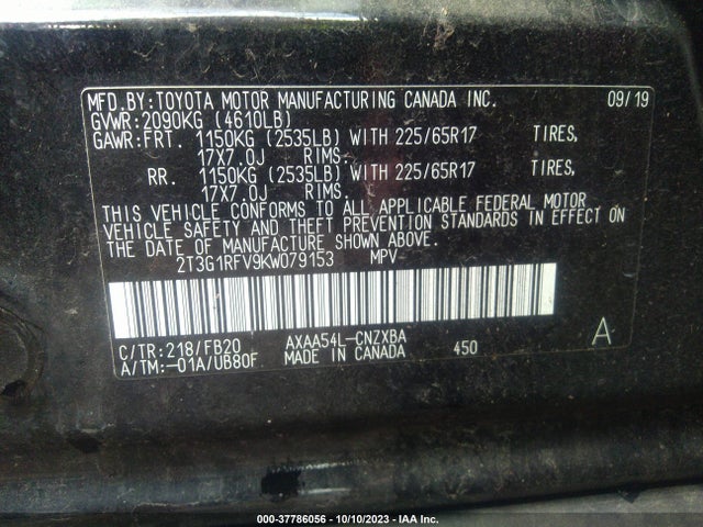 Toyota RAV4 LE 2019 2T3G1RFV9KW079153 Image 25