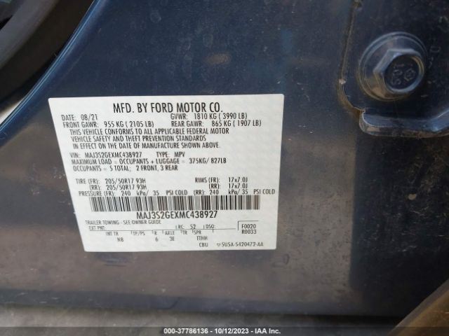 2021 FORD ECOSPORT MAJ3S2GEXMC438927 Photo 8