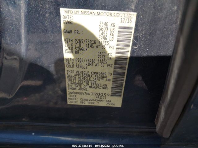 1N6DD0EV7HN720059 Nissan Frontier Pro-4x