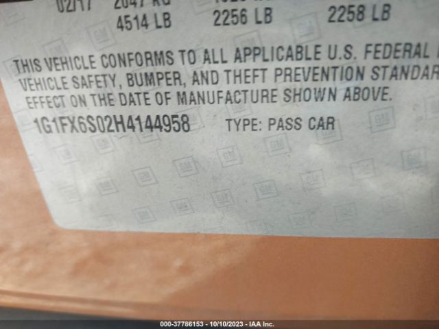 2017 CHEVROLET BOLT EV 1G1FX6S02H4144958 Photo 8