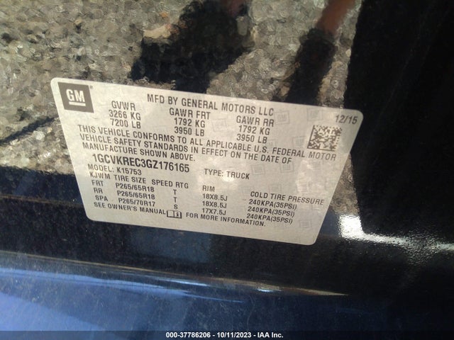2016 CHEVROLET SILVERADO 1500 LT VIN: 1GCVKREC3GZ176165