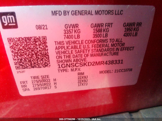 Chevrolet Tahoe Premier 2021 1GNSCSKD2MR438331 Image 9