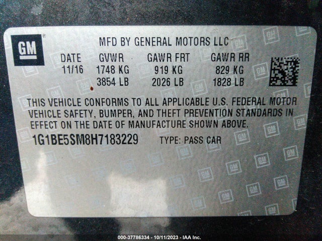 Chevrolet CRUZE LT 2017 1G1BE5SM8H7183229 Image 9