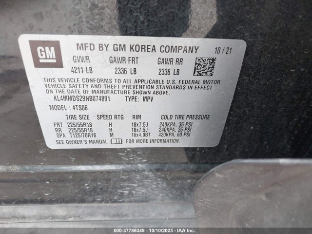 KL4MMDS29NB074891 Buick Encore Gx Fwd Select