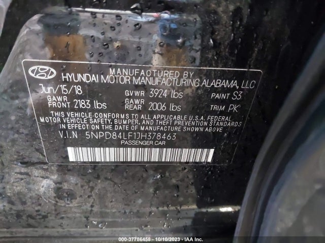 Hyundai ELANTRA SEL 2018 5NPD84LF1JH378463 Image 9