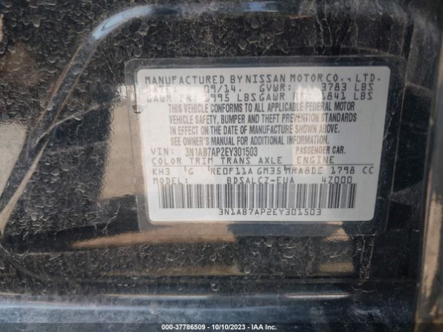 3N1AB7AP2EY301503 Nissan Sentra Fe+ S