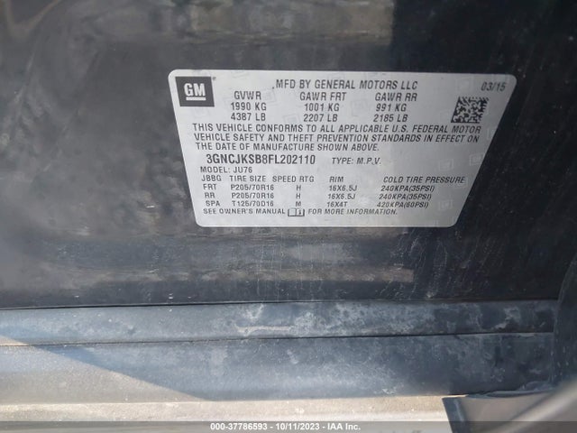 Chevrolet Trax 1ls 2015 3GNCJKSB8FL202110 Image 9