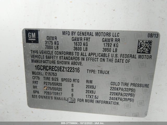 Chevrolet Silverado 1500 Lt 2014 1GCRCREC9EZ122316 Image 9