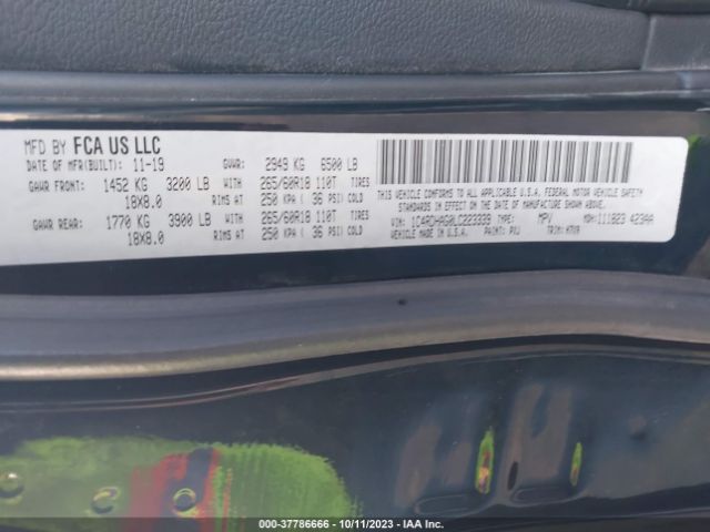 1C4RDHAG0LC223339 Dodge Durango Sxt Rwd