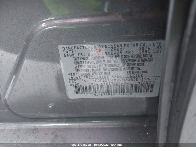 Продаж на аукціоні авто 2018 Nissan Sentra Sl, vin: 3N1AB7AP5JY311534, номер лоту: 37786708