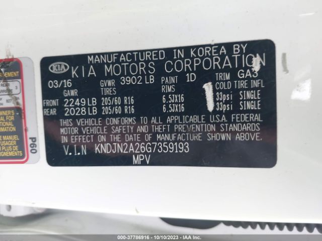 KNDJN2A26G7359193 KIA Soul Base