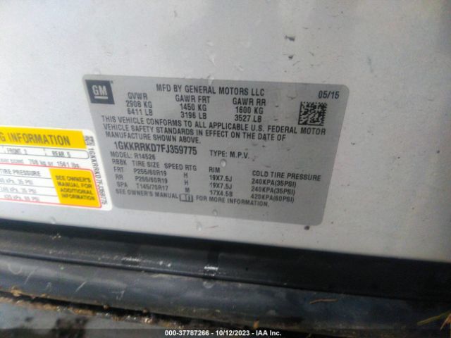 1GKKRRKD7FJ359775 GMC ACADIA SLT