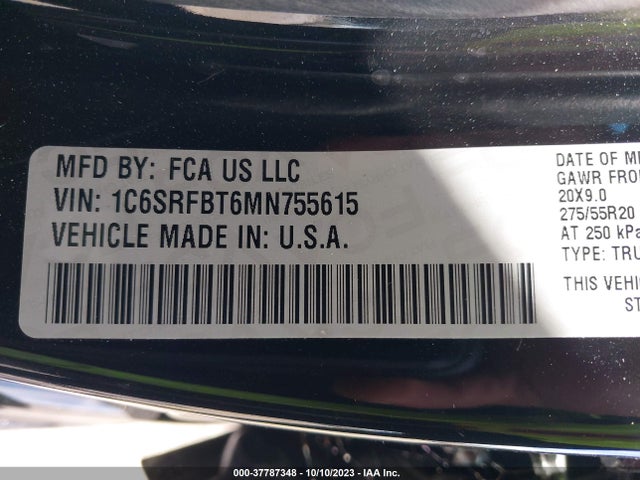 RAM 1500 Big Horn 2021 1C6SRFBT6MN755615 Image 9