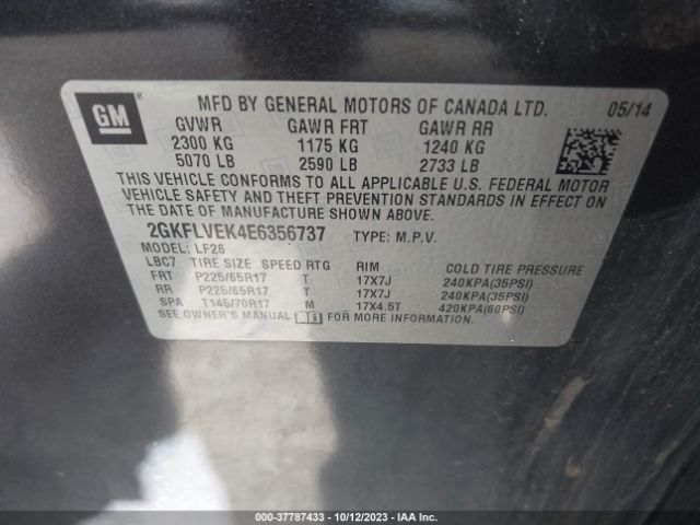 2GKFLVEK4E6356737 GMC Terrain Sle