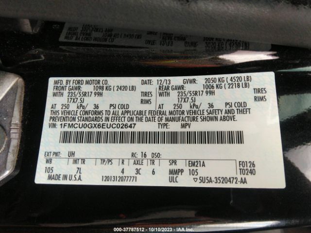 1FMCU0GX6EUC02647 Ford ESCAPE SE
