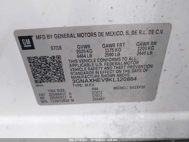 Chevrolet EQUINOX LS 2019 3GNAXHEV9KL120864 Image 9
