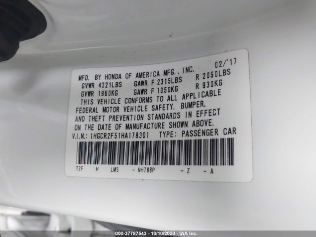 1HGCR2F51HA178301 Honda Accord Sedan Sport