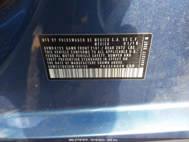 3VWC57BU3KM156120 Volkswagen Jetta 1.4t R-line/1.4t S/1.4t Se