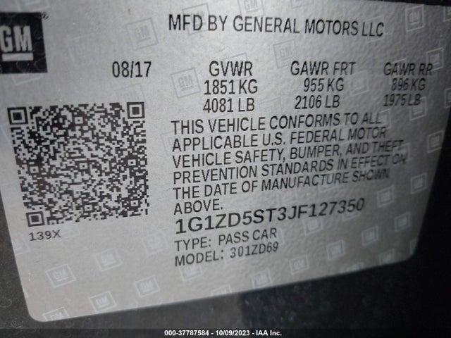 Chevrolet MALIBU LT 2018 1G1ZD5ST3JF127350 Image 9
