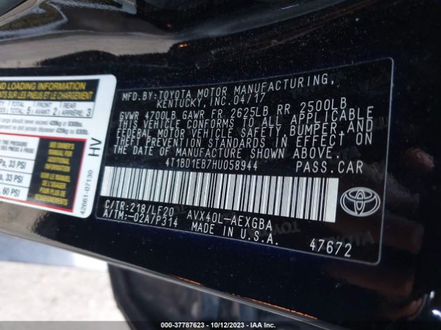 4T1BD1EB7HU058944 Toyota Avalon Hybrid Xle