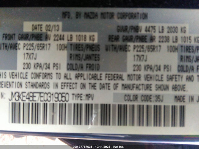 Mazda CX-5 SPORT 2014 JM3KE4BE7E0319050 Image 9