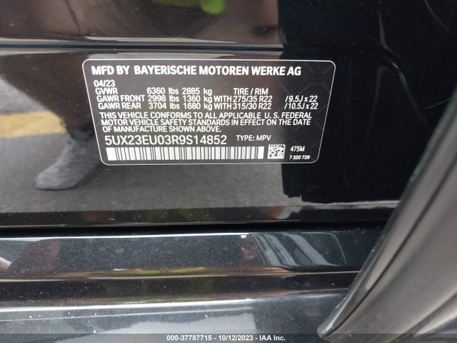 2024 BMW X5 XDRIVE40I VIN: 5UX23EU03R9S14852
