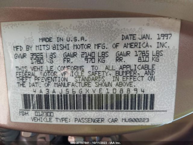 1997 MITSUBISHI GALANT 4A3AJ56GXVE108894 Photo 8