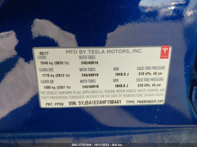5YJSA1E24HF198441 Tesla Model S 100d/90d/75d/60d/p100d