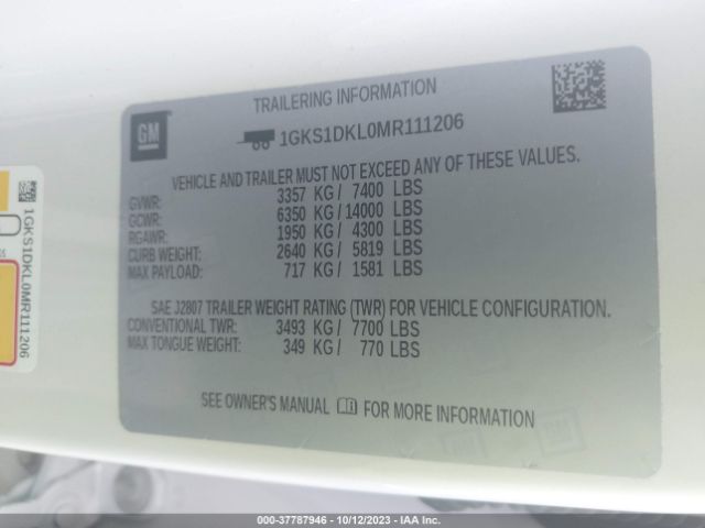 1GKS1DKL0MR111206 GMC YUKON DENALI