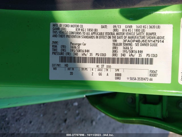 Ford FIESTA SE 2014 3FADP4BJ6EM147914 Image 9