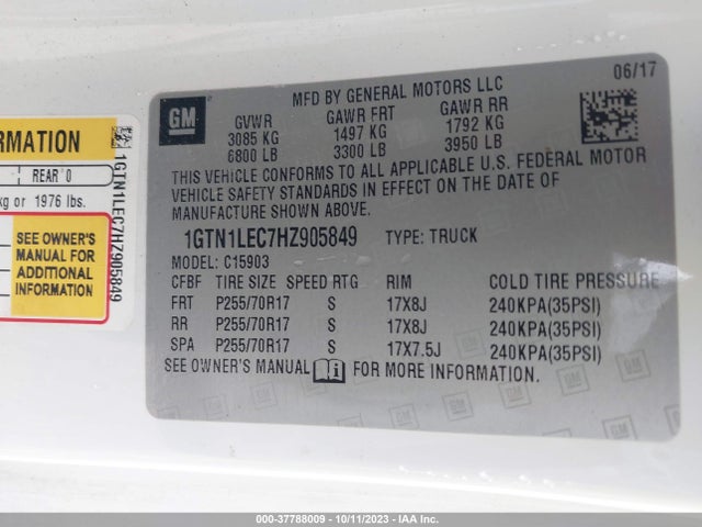 GMC SIERRA 1500 2017 1GTN1LEC7HZ905849 Image 9