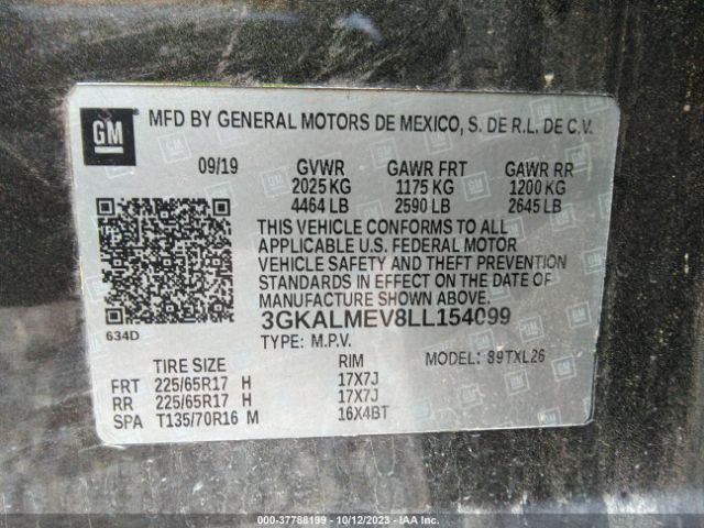 3GKALMEV8LL154099 GMC Terrain Fwd Sle