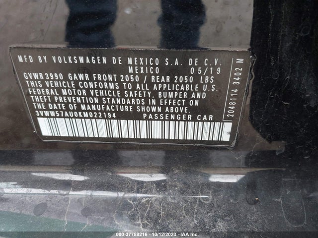 3VWW57AU0KM022194 Volkswagen GOLF S/SE