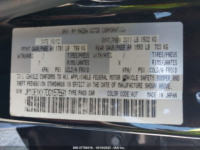 2013 MAZDA MAZDA2 SPORT VIN: JM1DE1KY7D0157591